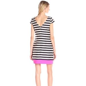 Eliza J Stripped A-Line Dress with Pink Trim